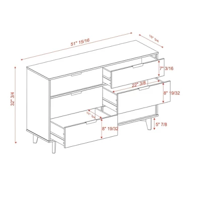 Mid-Century Modern Groove Wood 6 Drawer Dresser - Saracina Home - Image 7