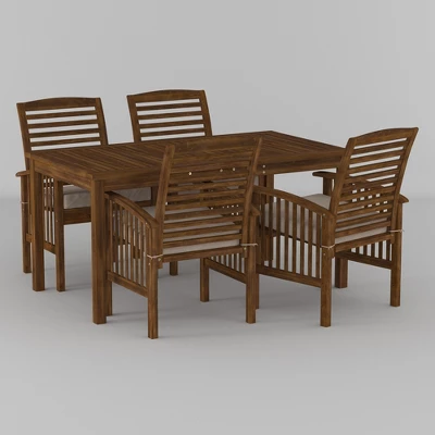 Ravenscroft 5pc Acacia Wood Patio Dining Set - Saracina Home - Image 15