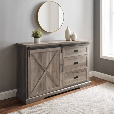 Orson Transitional Sliding X Barn Door Sideboard With 3 Drawers - Saracina Home - Image 2