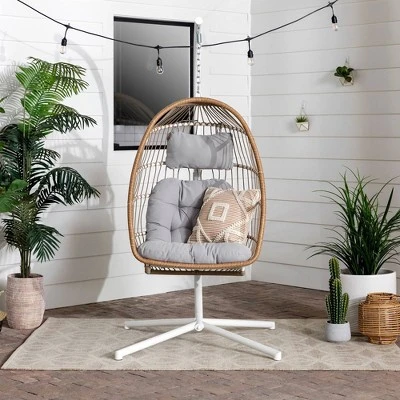 Toluca Hanging Outdoor Boho Egg Chair With Cushion - Saracina Home - Image 8