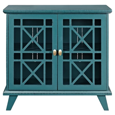 Versatile Fretwork Accent Storage Cabinet Blue - Saracina Home - Image 2