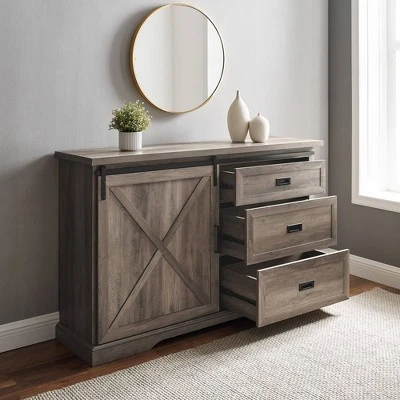 Orson Transitional Sliding X Barn Door Sideboard With 3 Drawers - Saracina Home - Image 4
