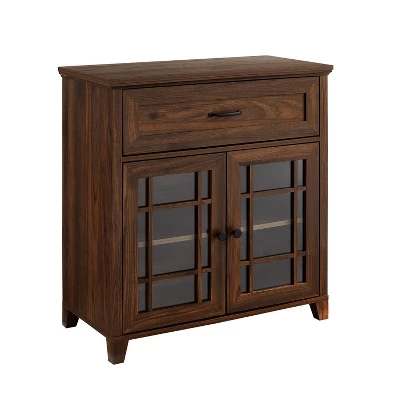Transitional 2 Door Window Pane Accent Cabinet Dark Walnut - Saracina Home - Image 3