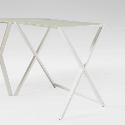 Modern Glass L Shaped Gaming Computer Desk White - Saracina Home - Image 2