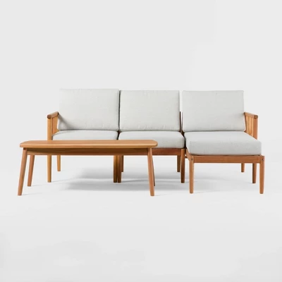 Saracina Home 4pc Modern Boho Eucalyptus Spindle Outdoor Sectional Set - Image 10