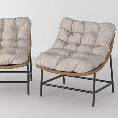 2pk Papasan Scoop Outdoor Patio Chair - Natural - Saracina Home - Image 4