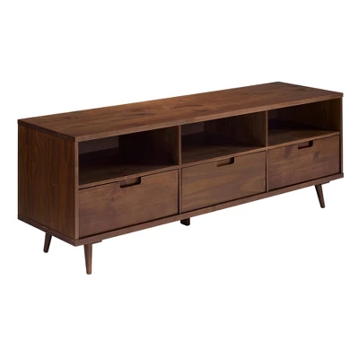 Cara 3 Drawer Mid-Century Modern 3 Drawer TV Stand For TVs Up To 80" - Saracina Home - Image 14