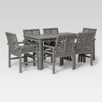 7pc Slatted Chevron Acacia Patio Dining Set - Saracina Home - Image 13