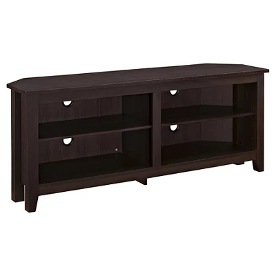 Transitional 4 Cubby Wood Open Storage Corner TV Stand For TVs Up To 65" - Saracina Home - Image 7