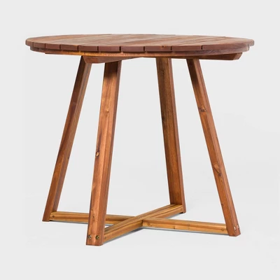 Saracina Home 36" Modern Acacia Slatted Round Outdoor Dining Table - Image 3