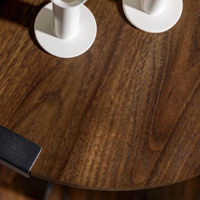 Set Of 2 Wrightson Urban Industrial Wrap Leg Round Side Tables Dark Walnut - Saracina Home - Image 6