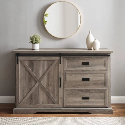Orson Transitional Sliding X Barn Door Sideboard With 3 Drawers - Saracina Home - Image 3