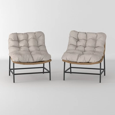 2pk Papasan Scoop Outdoor Patio Chair - Natural - Saracina Home - Image 13