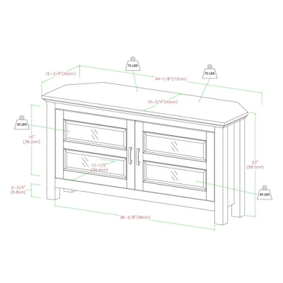Modern 2 Glass Door Corner TV Stand For TVs Up To 50" Black - Saracina Home - Image 6