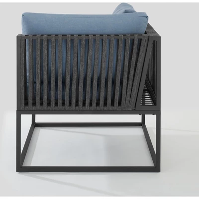 Outdoor Modern Modular Patio Corner Chair Blue - Saracina Home - Image 3