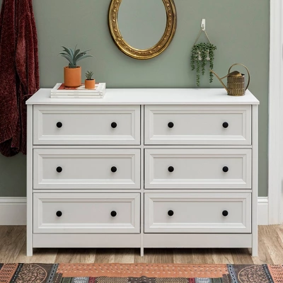Classic 6 Drawer Groove Dresser White - Saracina Home - Image 3