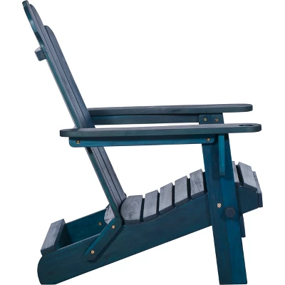 Genovia Transitional Acacia Wood Outdoor Adirondack Chair With Wine Holder - Saracina Home - Image 6