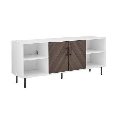 Angelo Modern 2 Door Bookmatch TV Stand For TVs Up To 65" Ash Brown/White - Saracina Home - Image 2