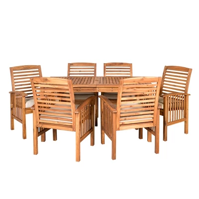 Ravenscroft 7pc Acacia Wood Patio Dining Set - Saracina Home - Image 9