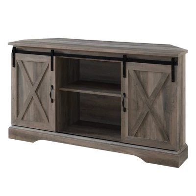 Robinson Rustic Transitional Sliding Barn Door Corner TV Stand For TVs Up To 58" - Saracina Home - Image 14