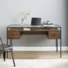 Lamvia Contemporary 2 Tier Glass Top Desk - Saracina Home