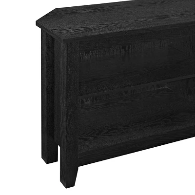 Transitional 4 Cubby Wood Open Storage Corner TV Stand For TVs Up To 65" - Saracina Home - Image 2