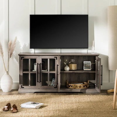 Avalene Modern Farmhouse 4 Door Glass Window Pane TV Stand For TVs Up To 65" - Saracina Home - Image 20