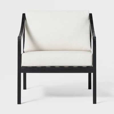 Saracina Home Mid-Century Modern Slatted Outdoor Acacia Arm Chair With Cushion - Image 6