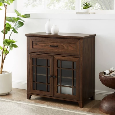 Transitional 2 Door Window Pane Accent Cabinet Dark Walnut - Saracina Home - Image 4