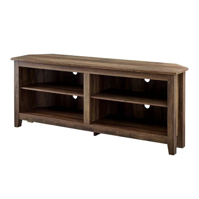 Transitional 4 Cubby Wood Open Storage Corner TV Stand For TVs Up To 65" - Saracina Home - Image 8