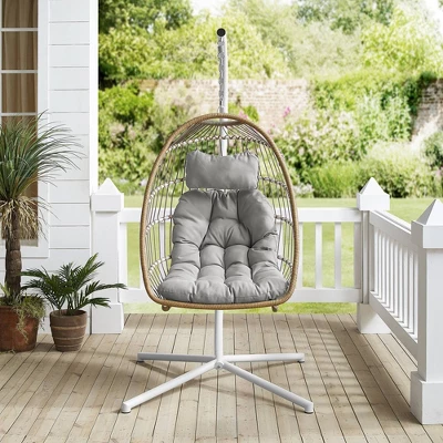 Toluca Hanging Outdoor Boho Egg Chair With Cushion - Saracina Home - Image 4