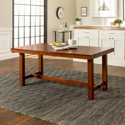77" Wood Extendable Dining Table Distressed Dark Oak - Saracina Home - Image 2