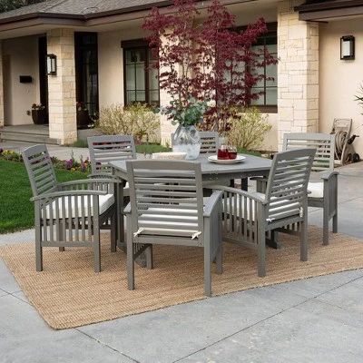 Ravenscroft 7pc Acacia Wood Patio Dining Set With Expandable Table Gray Wash - Saracina Home - Image 3