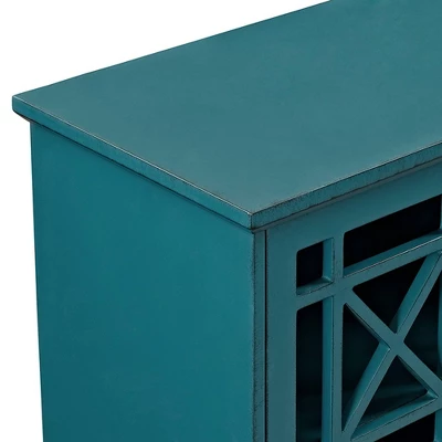 Versatile Fretwork Accent Storage Cabinet Blue - Saracina Home - Image 4