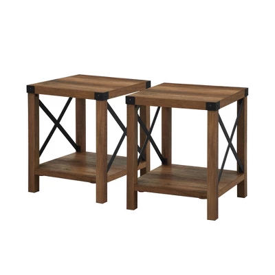 Set Of 2 Sophie Rustic Farmhouse X Frame Side Tables - Saracina Home - Image 5