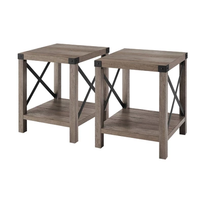 Set Of 2 Sophie Rustic Farmhouse X Frame Side Tables - Saracina Home - Image 6