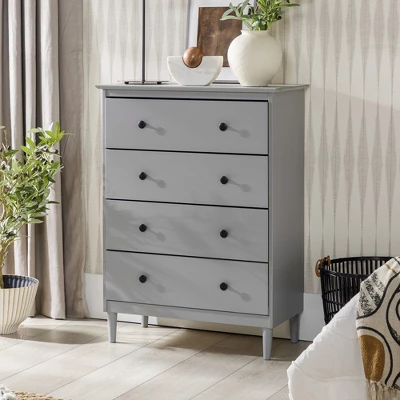 Stiva Classic Mid-Century Modern Vertical 4 Drawer Dresser Gray - Saracina Home
