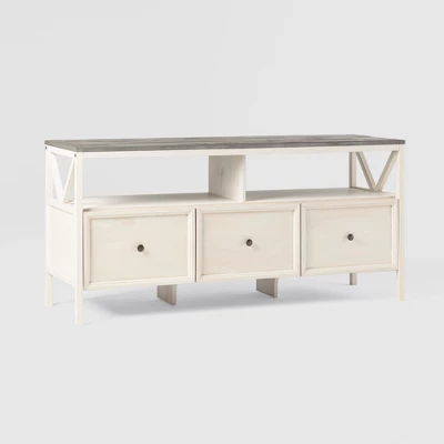 Farmhouse 3 Drawer Wood TV Stand For TVs Up To 65" - Saracina Home - Image 18