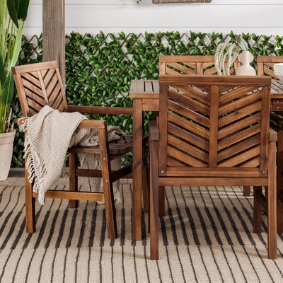 7pc Slatted Chevron Acacia Patio Dining Set - Saracina Home - Image 6