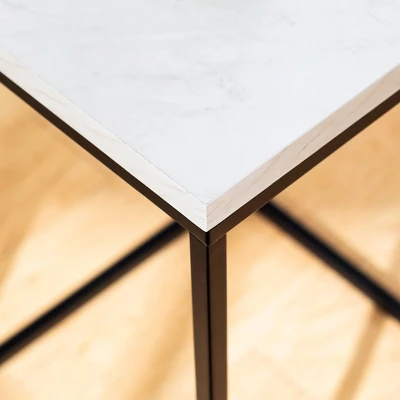 Owen Urban Open Box Frame Side Table Faux White Marble - Saracina Home - Image 4