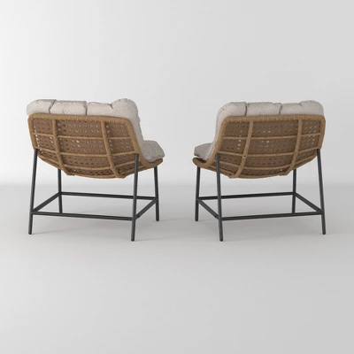 2pk Papasan Scoop Outdoor Patio Chair - Natural - Saracina Home - Image 2