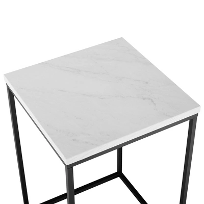 Owen Urban Open Box Frame Side Table Faux White Marble - Saracina Home - Image 3