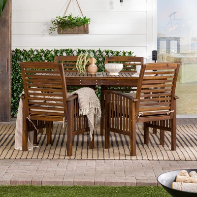 Ravenscroft 5pc Acacia Wood Patio Dining Set - Saracina Home - Image 3