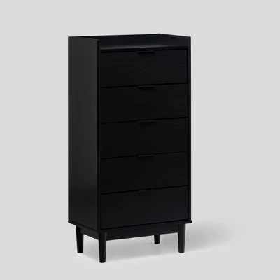 Mid-Century Modern Solid Wood 5 Drawer Chest Of Drawers - Saracina Home - Image 2