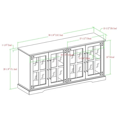 Avalene Modern Farmhouse 4 Door Glass Window Pane TV Stand For TVs Up To 65" - Saracina Home - Image 5