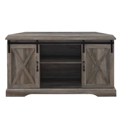 Robinson Rustic Transitional Sliding Barn Door Corner TV Stand For TVs Up To 58" - Saracina Home - Image 2