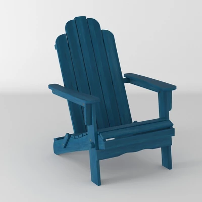 Genovia Transitional Acacia Wood Outdoor Adirondack Chair With Wine Holder - Saracina Home - Image 17