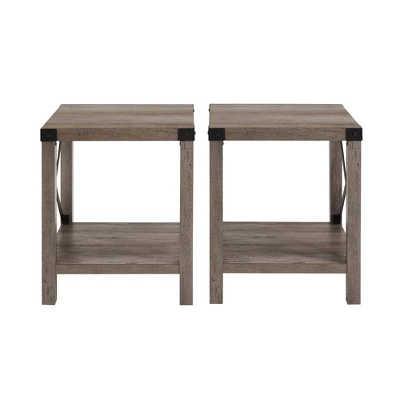 Set Of 2 Sophie Rustic Farmhouse X Frame Side Tables - Saracina Home - Image 9