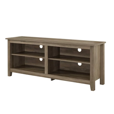 Transitional 4 Cubby Wood Open Storage TV Stand For TVs Up To 65"- Saracina Home - Image 13