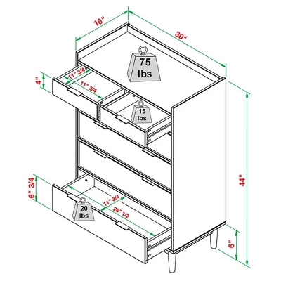 Mid-Century Modern Solid Wood 6 Drawer Vertical Dresser - Saracina Home - Image 19